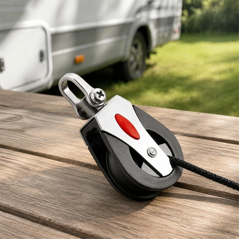 Camping Gear Rope Pulley with Nylon Wheel and Steel Body Connection for Pulling