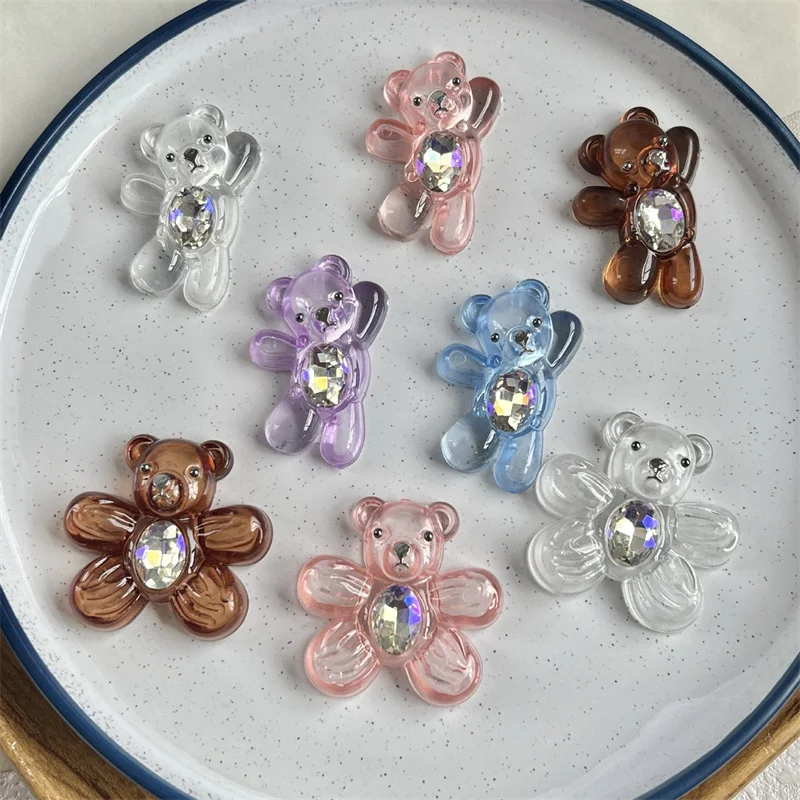 2026 Summer style 30pcs/lot color Transparent animals cartoon bears shape resin cabochon bead diy jewelry garment hair accessory