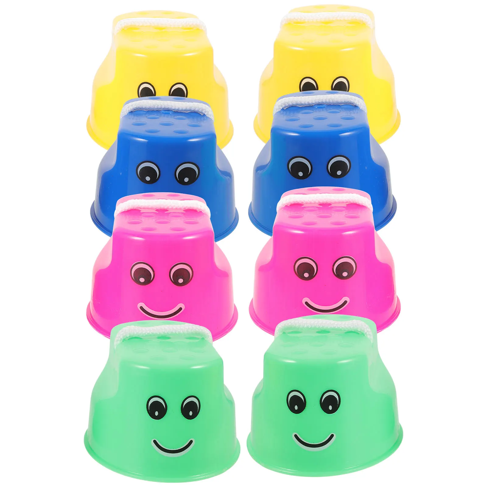 Équipement d'équilibre sur échasses pour enfants, jouets de sport, exercice en plein air, motif souriant, lumière de couleur vive, 8 pièces