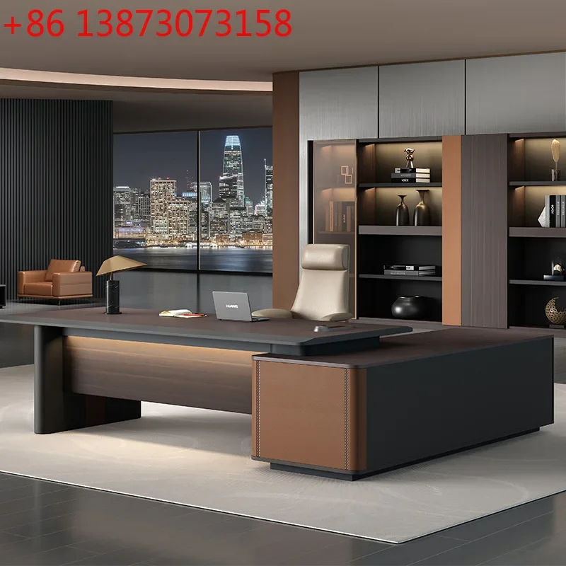 High-end office boss desk, president desk, simple modern class desk, light luxury, high-end sense, chairperson and manager's off
