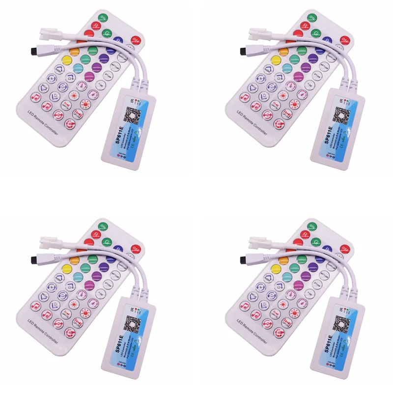 ABGR-4X RGB สมาร์ทเพลงบลูทูธ Smart Controller SP611E สําหรับ WS2812B SK6812 WS2811 แอดเดรส LED RGB เทป