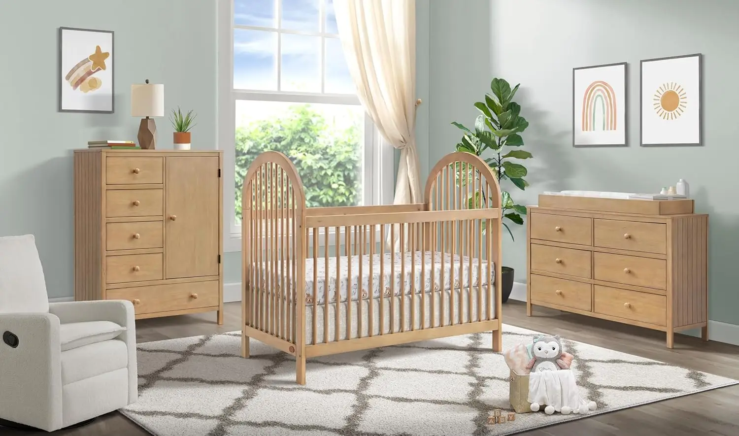 3-in-1 Island Crib, Honey Wood