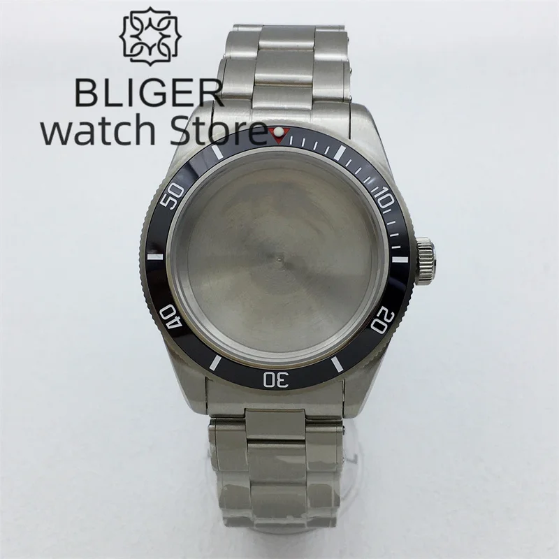 BLIGER 39mm Silver BB58 Watch Case Dome Glass Sapphire Glass Fits NH34 NH35 NH36 2824 PT5000 Movement Stainless Steel Bracelet