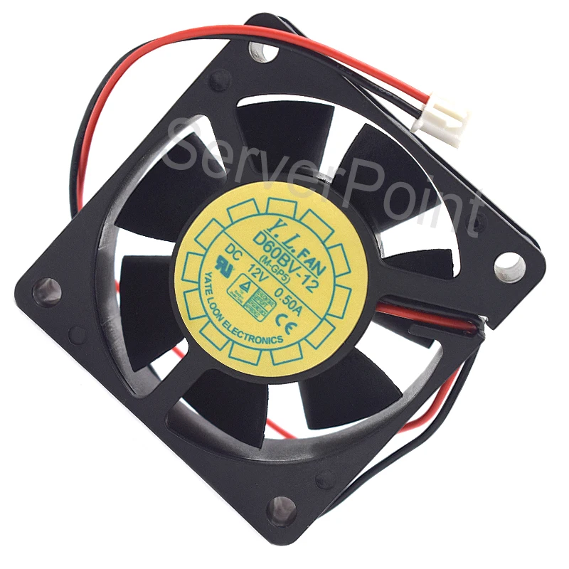 New  For D60BV-12 DC 12V 0.50A 60*60*20 6CM 2 wire double ball cooling fan