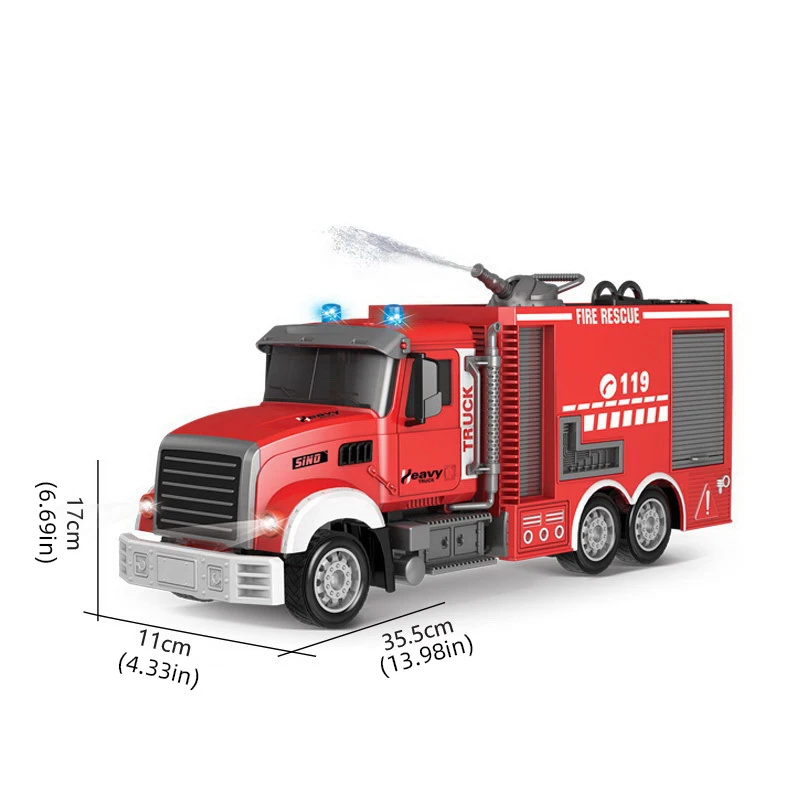 รถบรรทุก RC 1:12 บันไดรถดับเพลิงรถบรรทุกออฟโรดเครนตีนตะขาบสเปรย์น้ำสปริงเกลอร์รีโมทคอนโทรลรถวิศวกรรมไฟฟ้ากู้ภัย