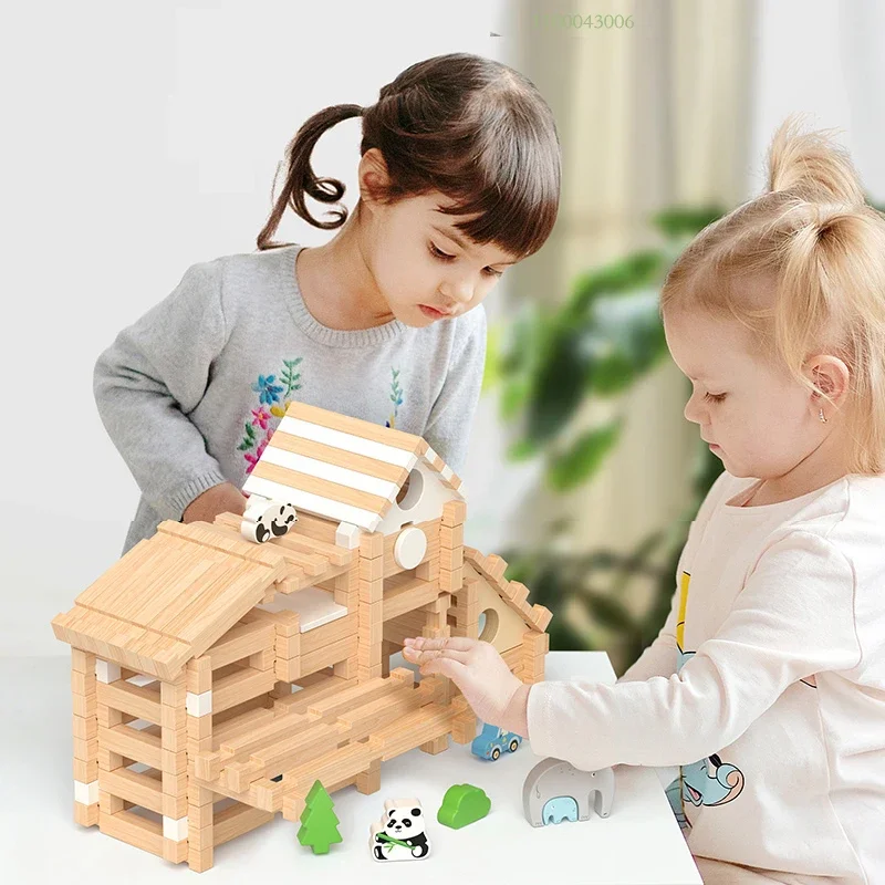 Zestaw Drewnianych Puzzle 3D DIY Labirynt Model do Składania Zabawki Edukacyjne dla Dzieci Dorosłych Prezent Gra Imprezowa