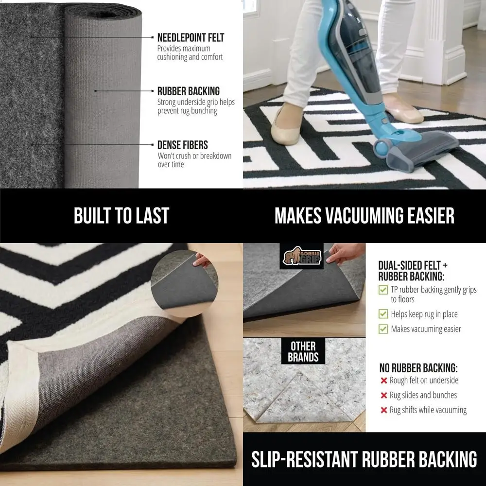 

Non-Slip Rug Pad for Hardwood Floors, 1/4 Thick, 8x2FT, Cushioned, Protects Floors and Rugs