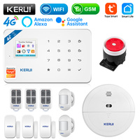 KERUI W184 4G Tuya Smart Home Alarm WIFI GSM Alarm System Motion Sensor Detector Burglar Support Alexa&Google APP Control