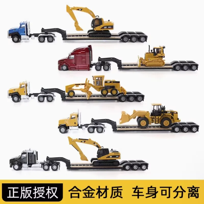 

Модель литого под давлением тягача 1/87 с низкорамным прицепом T880s+экскаватор 320D/погрузчик на колесах CT681+950G/бульдозер CT660+315C/579+D5M