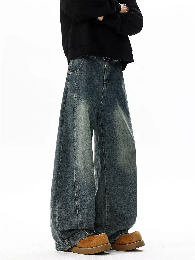 

Мужские джинсы-карго в стиле ретро, широкие, прямые, свободные, повседневные, осенне-зимние, американского стиля, из плотной ткани