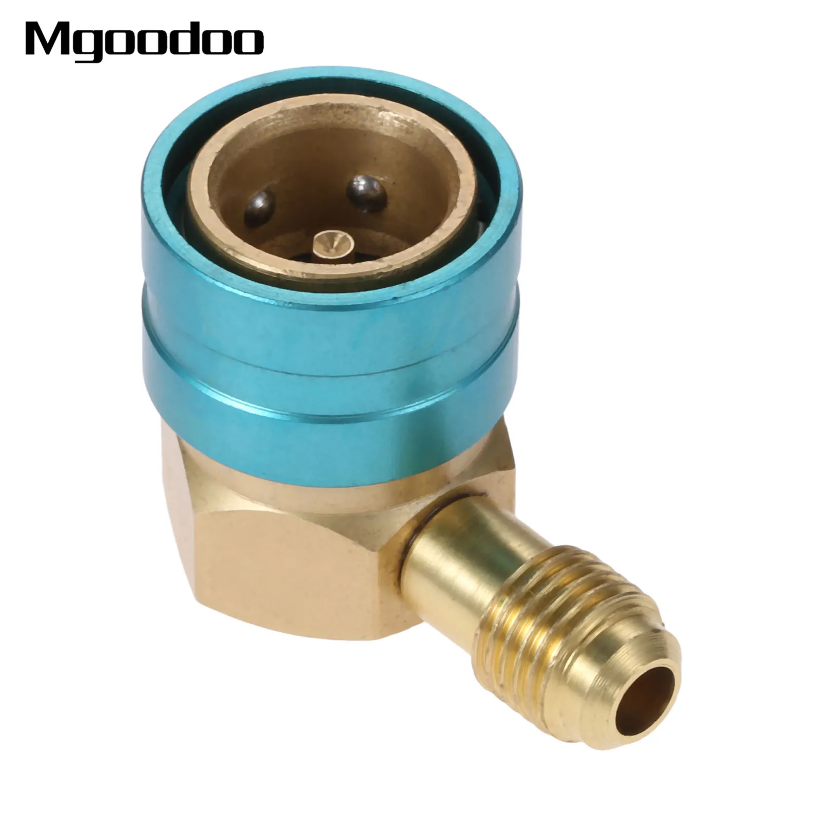 Adaptadores de acoplamiento rápido de lado bajo, latón, R1234YF a R134a, carga de CA, accesorio de aire acondicionado, 14mm hembra x 1/4 ", SAE macho, 1 ud.