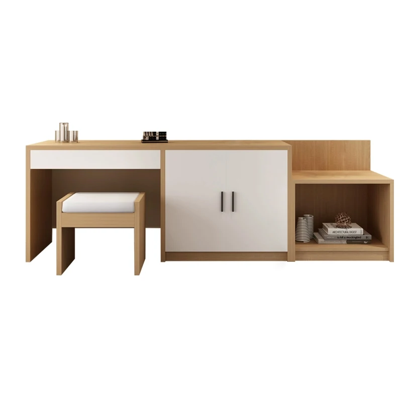 

Hotel furniture apartment white black TV cabinet writing desk combination complete set