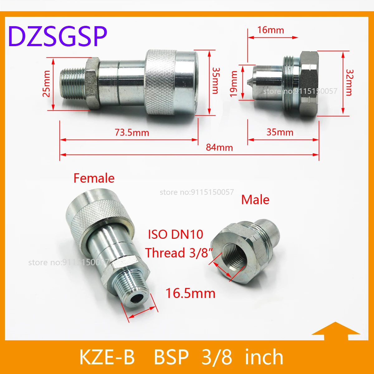 Hydraulic Quick Coupling Joint Closed Quick Steel Material NPT SIZE-B 1/4 3/8 inch Plug and Socket Connector Kit