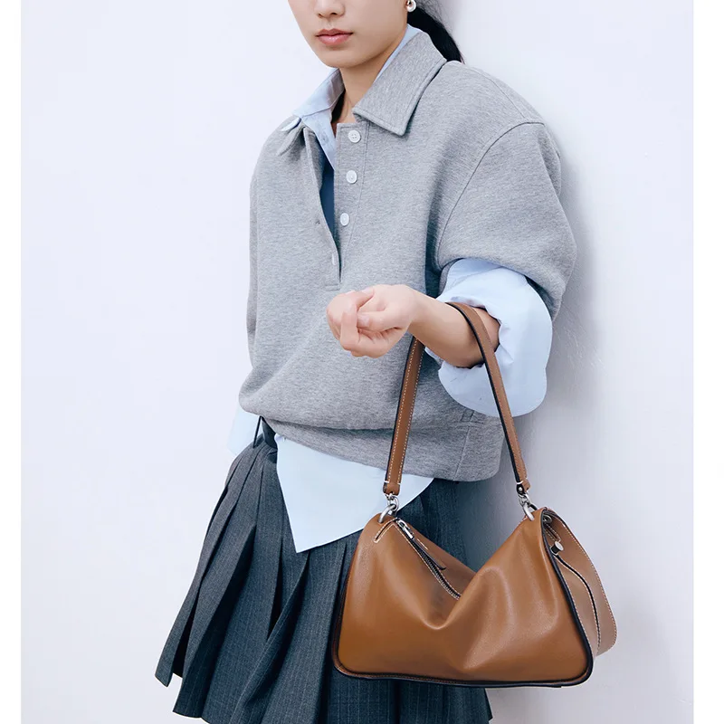 DISSONA Vegetable-Tanned Cowhide Women's Toast Shoulder Bag Underarm Hobo Bag Boston Bag 2025