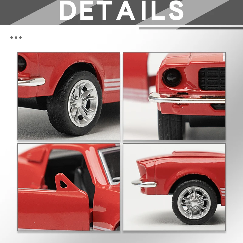 1:36 aleación Diecast Mustang clásico Vintage coche modelo tirar hacia atrás coche vehículo en miniatura réplica para colección regalo para chico