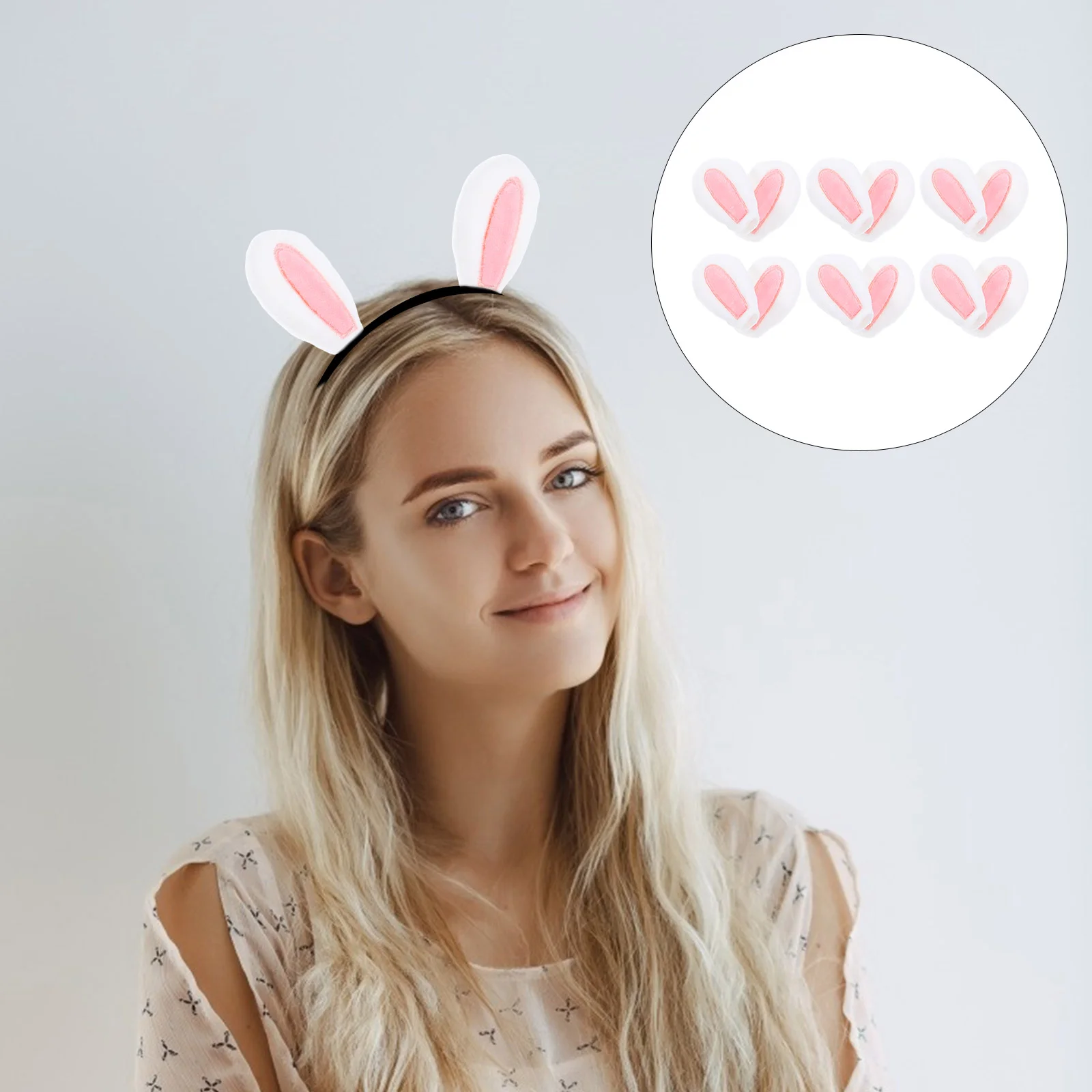 DIY Bunny Ear Charm Headband Hair Barrettes Fabric Rabbit Ears Three-dimensional for Crafts Accessories Girls