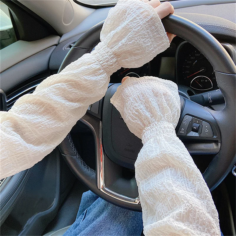 Summer Ice Silk Long Sleeves Anti-Sunburn Arm Cover Men Women Cuff New Cool Hand Sleeves Anti-UV Cycling Arm Sleeve Fingerless