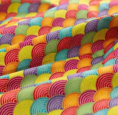 

0.5/1/2yard Japanese Style Printed Fabric Auspicious Clouds Colorful Shell Fan Cotton Cloth for Sewing Kimono,Curtain,Tablecloth