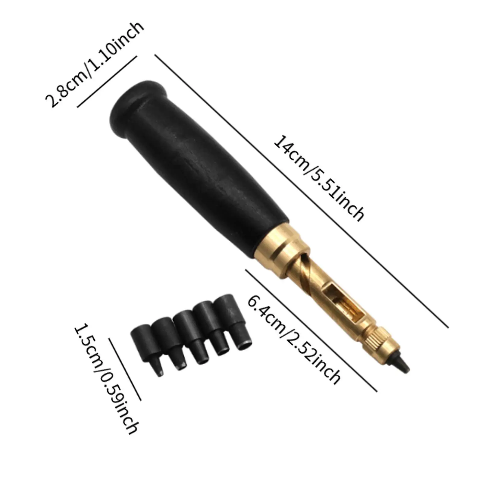 Screw Hole Punch Auto Leather Tool with Wood Handle 6 Tip Sizes Fabric Punch Set for DIY Crafts Paper Fiber Sewing Leather