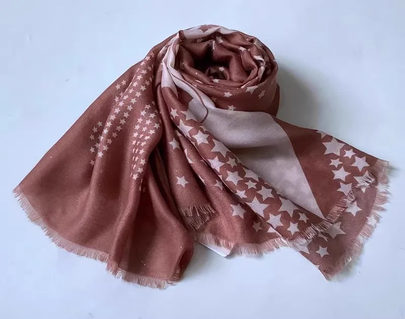 New women's light luxury brand scarf coffee color fashion star shawl scarf rectangular