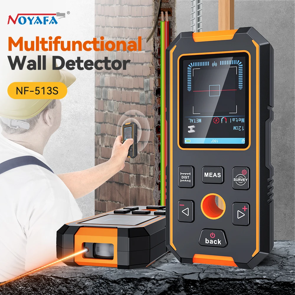 NOYAFA NF-513 Metaaldetector Wandscanner AC Live Kabel Draden Metaal Hout Stud Vind met Positioneringsgat Muurdetector