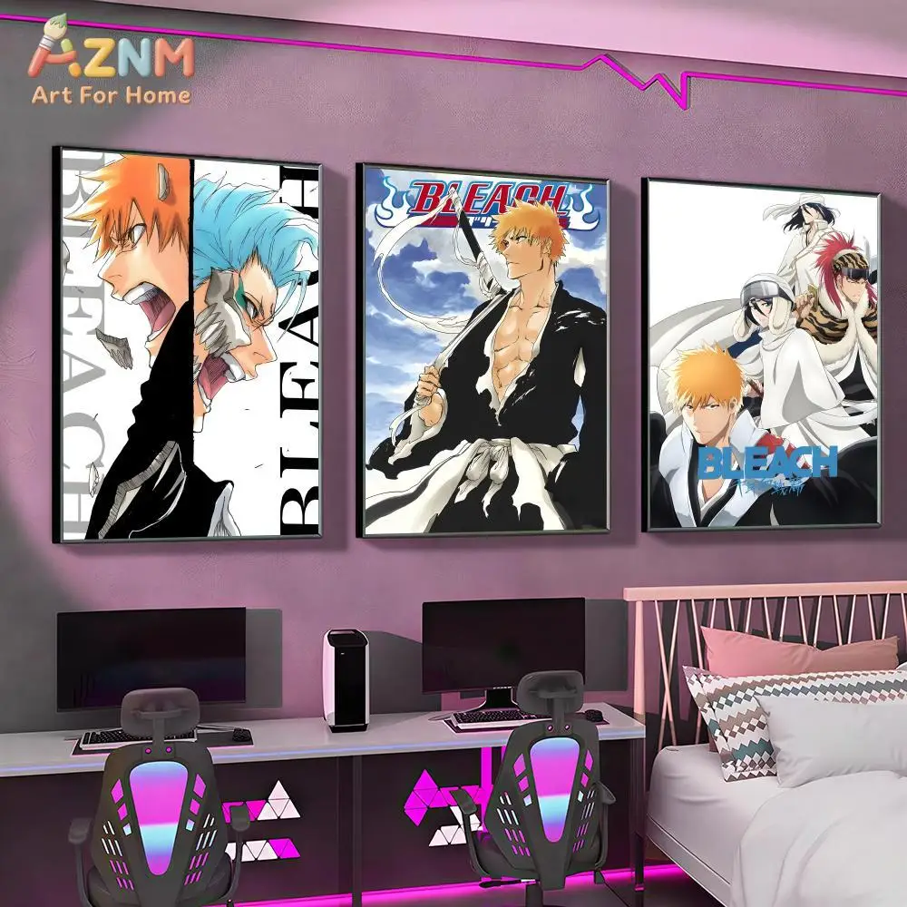AZNM Bleach Anime Ichigo Kurosaki - Cuadro de lienzo con estampado de personajes de manga japonesa clásica con Grimmjow Jaegerjaquez y Soul R