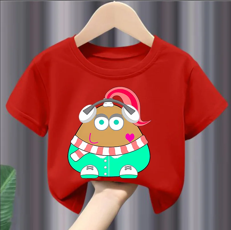 My Pet Alien Pou Kids T-shirts   Summer  Ound Neck T-shirt  Cartoon Summer Infant Tracksuits  Tees Boys Clothes  Tshirts