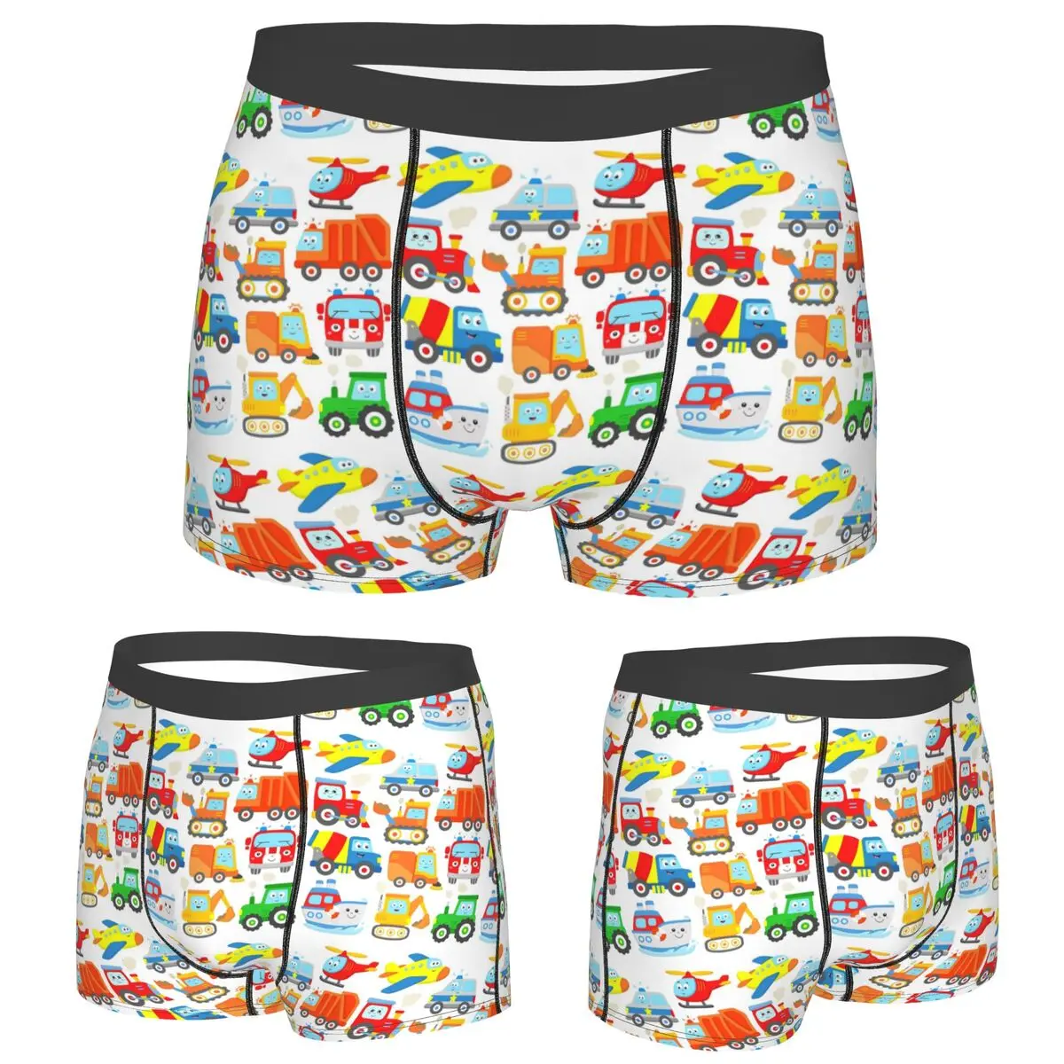 

Boxer Underpants Shorts Plane Helicopter Excavator Trashtruck Ship Tractor Train Police Firetruck Panties Breathable Underwear