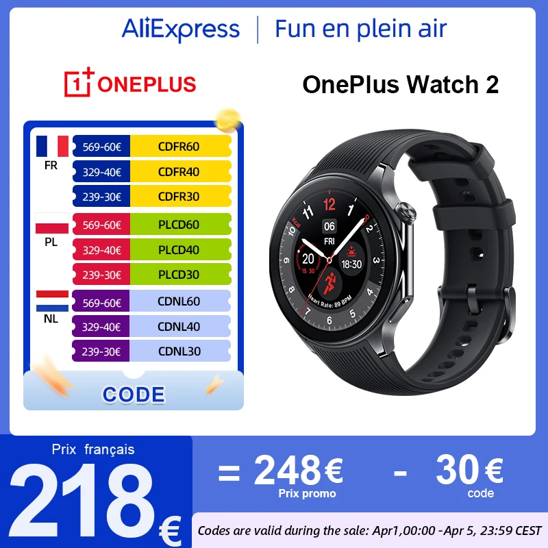 Versione globale OnePlus Watch 2 Smart Watch 1.43 ''AMOLED Display Snapdragon W5 Gen 1 Dual
