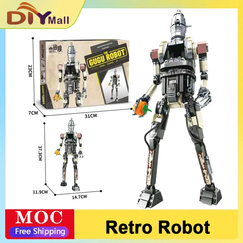 

654 шт., ретро-робот, строительный комплект, трансформируемая игрушка STEM из мелких частиц, винтажный научно-фантастический дизайн, MOC, кирпичи для взрослых и детей, рождественские подарки