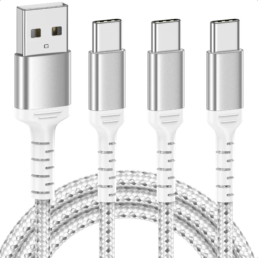 6-футовый зарядный кабель USB C, 3 шт., плетеный кабель USB A — USB C, шнур для быстрой зарядки типа C, совместимый с Apple iPhone 15 Pro Max N