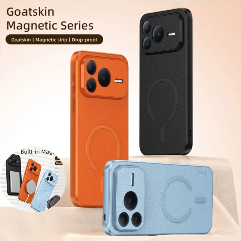 

For iPhone 17 Pro Max Magnetic Wireless Charging Leather Case For Apple 17 Pro Shockproof Back Cover Phone Bumper For iPhone 17