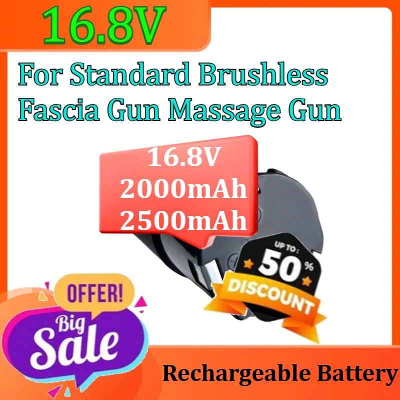 

For Standard Brushless Fascia Gun Massage Gun Battery Pack Electric Silent Neck Mask Massager Battery 16.8V 2000mAh 2500mAh