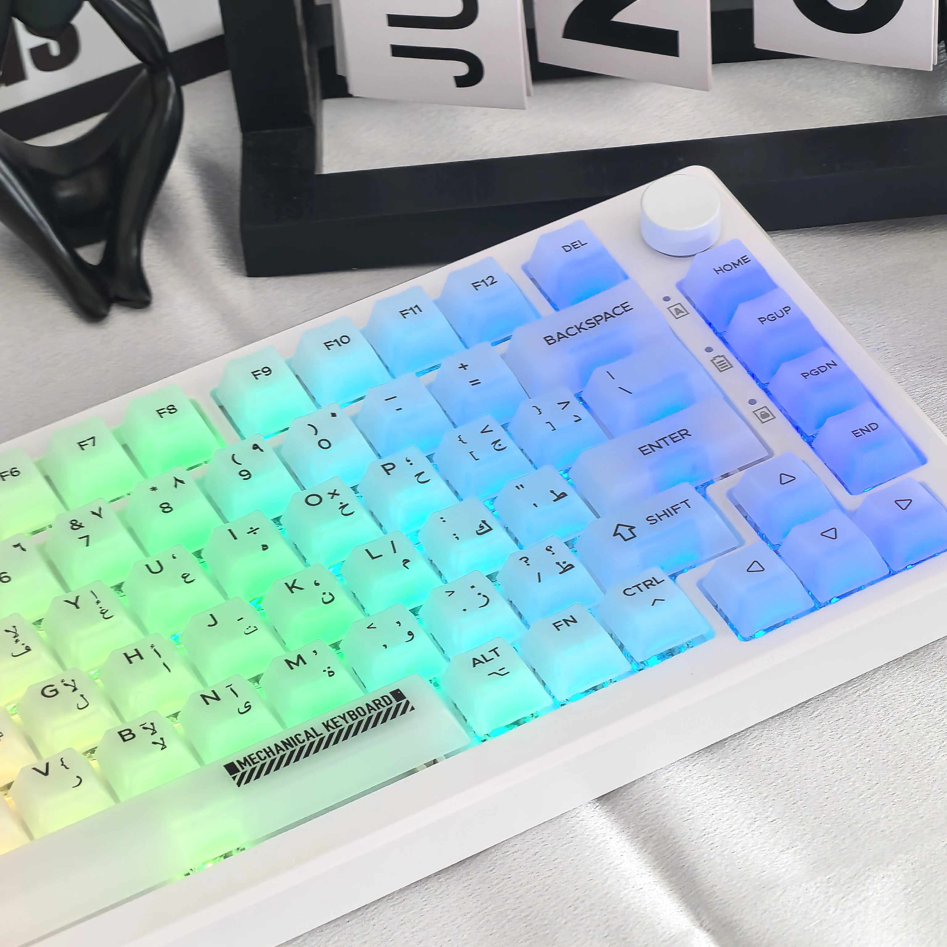 Arabic Keycaps 124Keys Pc Material Cherry Translucent Milky White Matte Transparent Keycaps