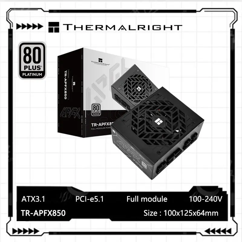 

Блок питания для компьютерного корпуса Thermalright TR-APFX850 Black, SFX Platinum, полностью модульный, поддержка ATX3.1 / PCIe5.1