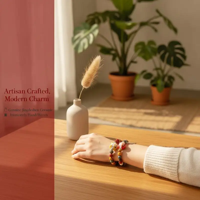 Niedliches Glückskatzen-Armband für Mädchen, verstellbar, bunt, mit Perlen, Harajuku-Keramik-Katzenanhänger, Schmuckstück – Detail 4
