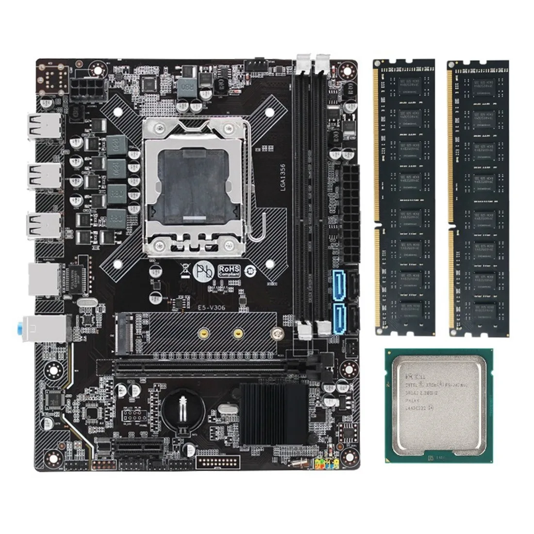 

X79 Motherboard Set Kit LGA 1356 with Xeon E5 2420 V2 CPU 8GB(2X4GB) DDR3 Ecc Reg Ram Nvme M.2 -Atx