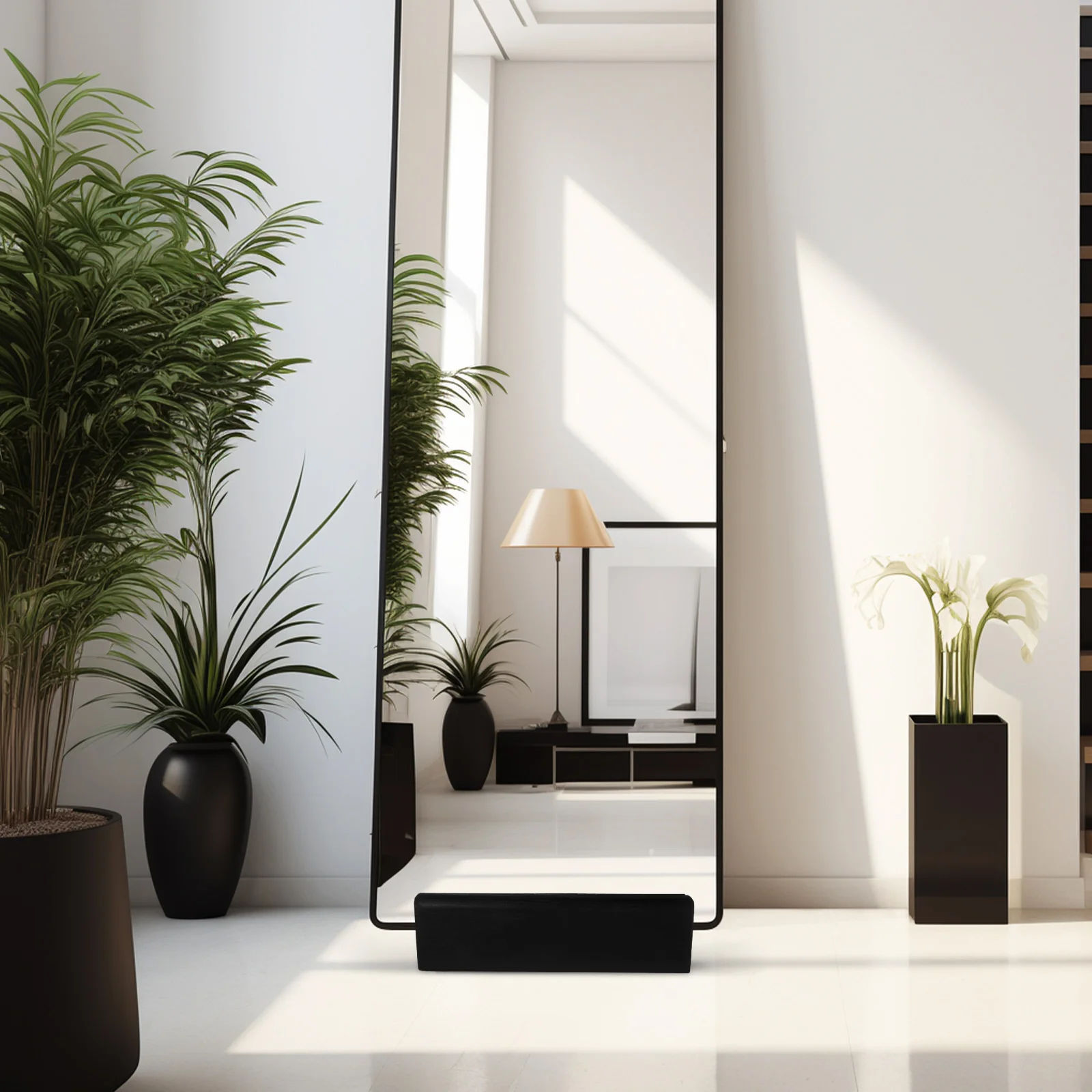 

Multi-Use Wooden Full Length Mirror Support Slot Design Holder Stand Base Anti-Skid Floor Mirror Rack Household Display