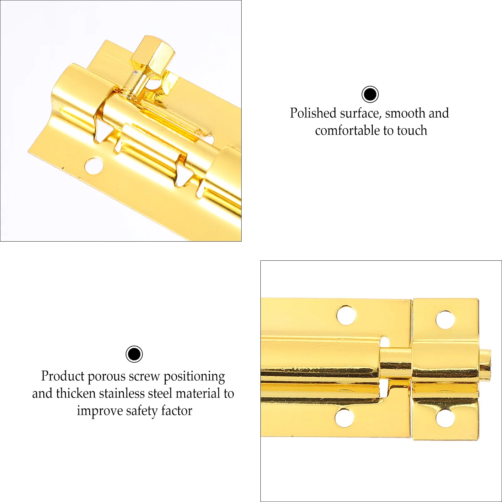 

2 Pcs Door Latch Stainless Steel Sliding Anti-theft Barn Home Security Lock Pin Ring Small Porous Screw Positioning Thickened