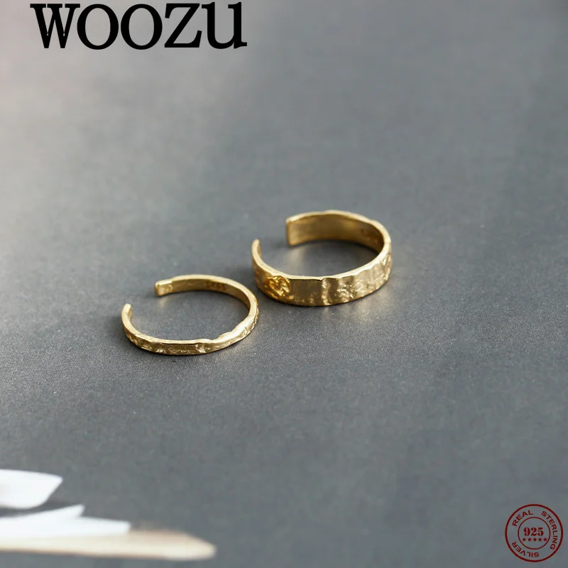 

WOOZU 925 Sterling Silver Luxury Temperament Vintage Design Simple Open Finger Ring for Women Punk Neutral Delicate Fine Jewelry