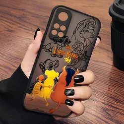 Disney Lion King Cute Simba Phone Case For Xiaomi Redmi Note 5 11 12 Turbo 13 S T E Pro Plus 5G Frosted Translucent Funda Cover