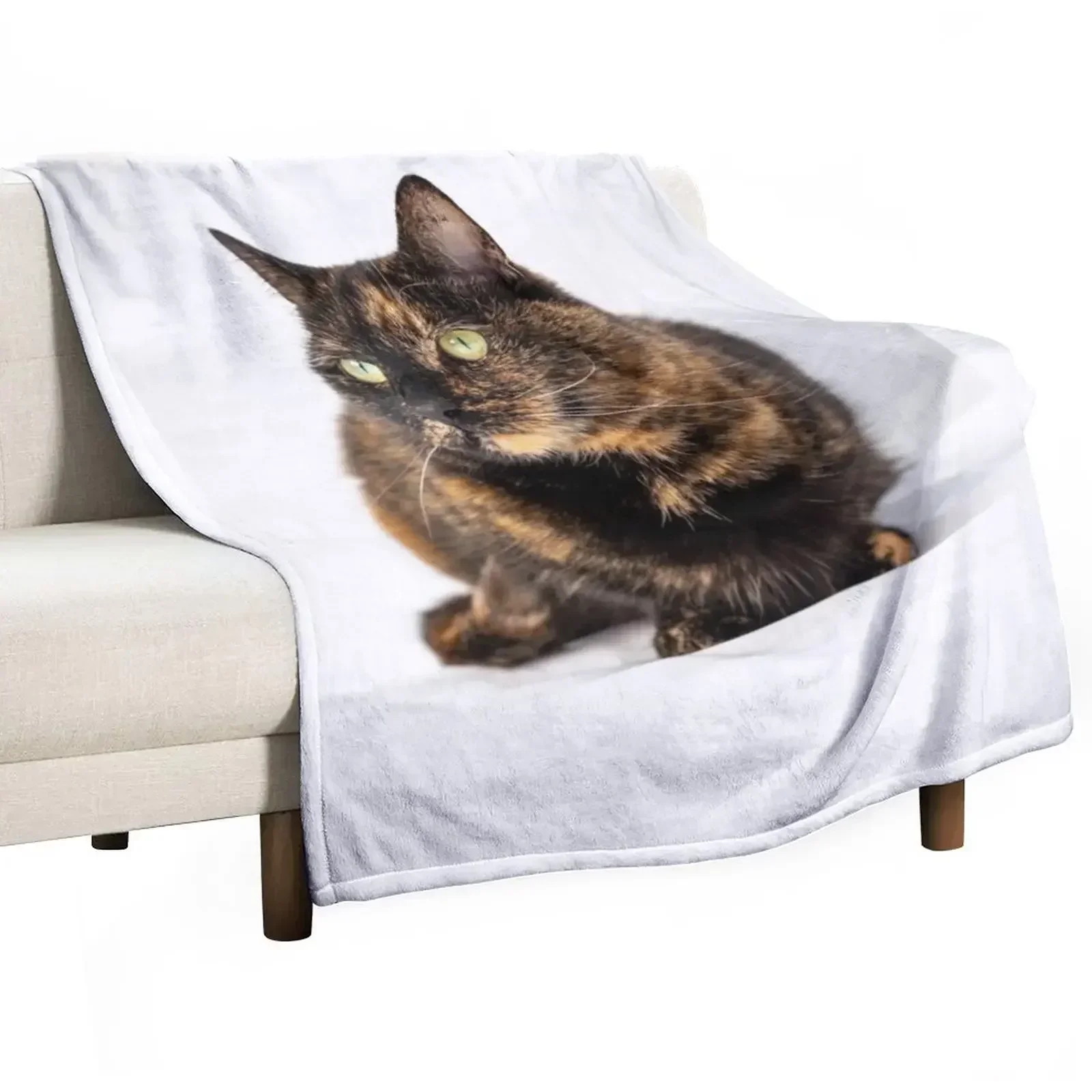 

Tortoiseshell Cat Throw Blanket Travel Size Cozy Blanket for Plane Train