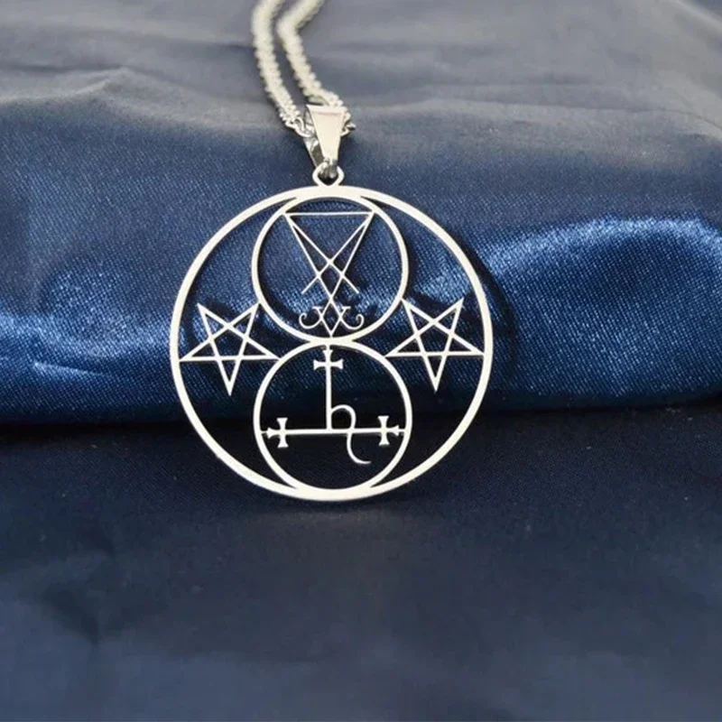 تميمة شيطانية تاليسمان ، قلادة من الفولاذ المقاوم للصدأ ، قلادة مزدوجة الختم ، لوسيفر ، ليليث ، شيطانية ، هدايا