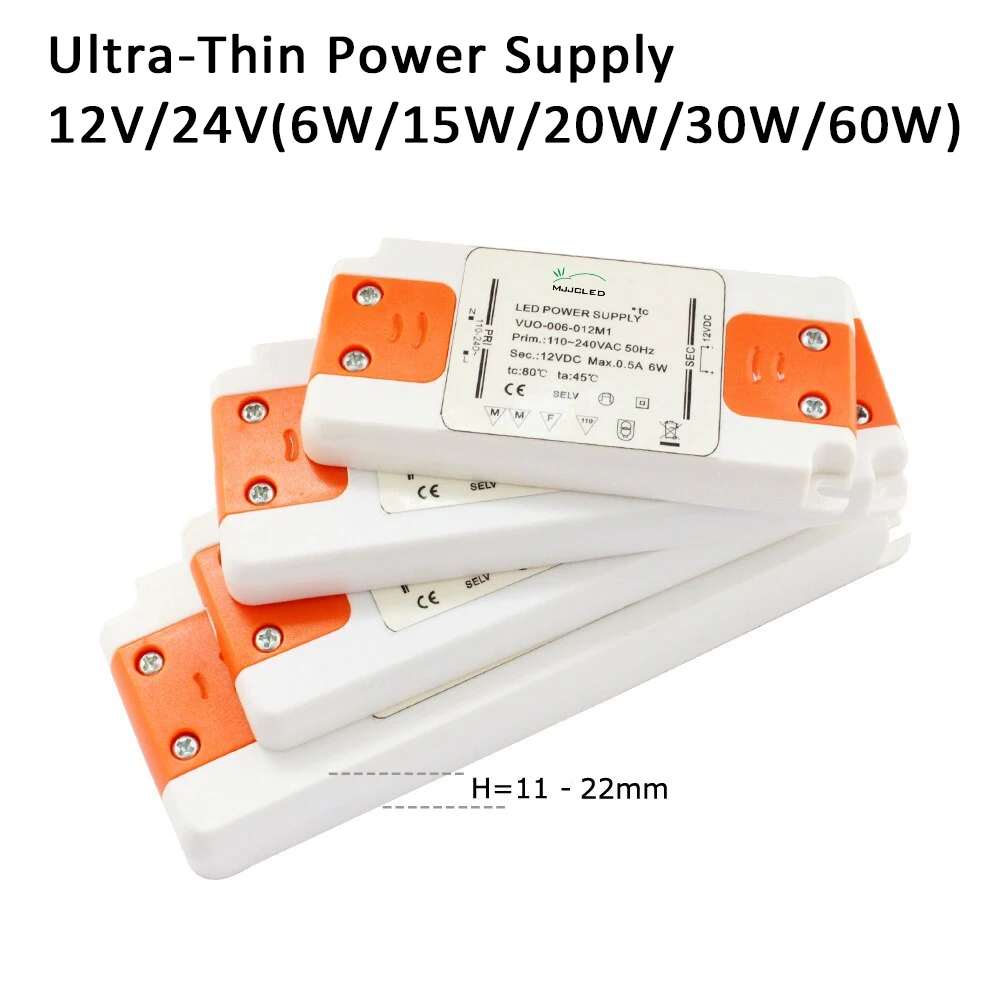

12V 24V Ultra Thin Power Supply Transformer LED Driver Constant Voltage 110V 220V to DC12V 24V 20W 30W 60W for LED Strip Lights