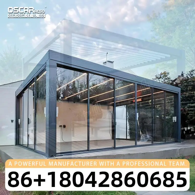 Motorised Louvred Roof Luxury Outdoor Gazebo SnowResistant Aluminum Bioclimatic Shade Pergola for Terrace Rainy Days pergola