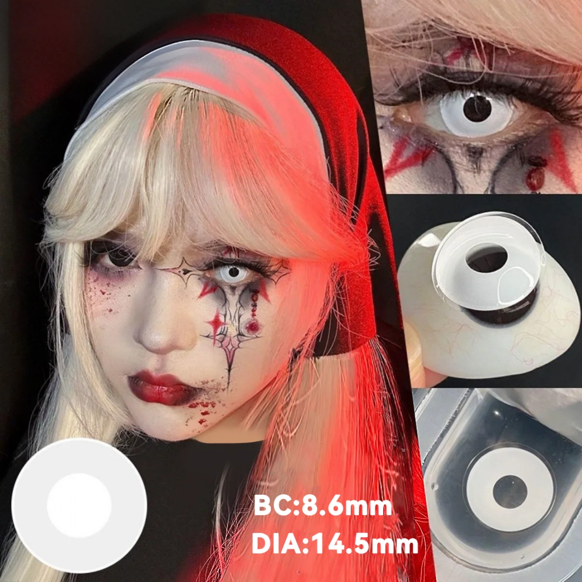 VISUASHOW Anime Cosplay Farbige Kontaktlinsen für Halbjährlichen Gebrauch 1 Paar Blind-Block Farbige Augenlinsen für Party- und Halloween-Make-up – Detail 8