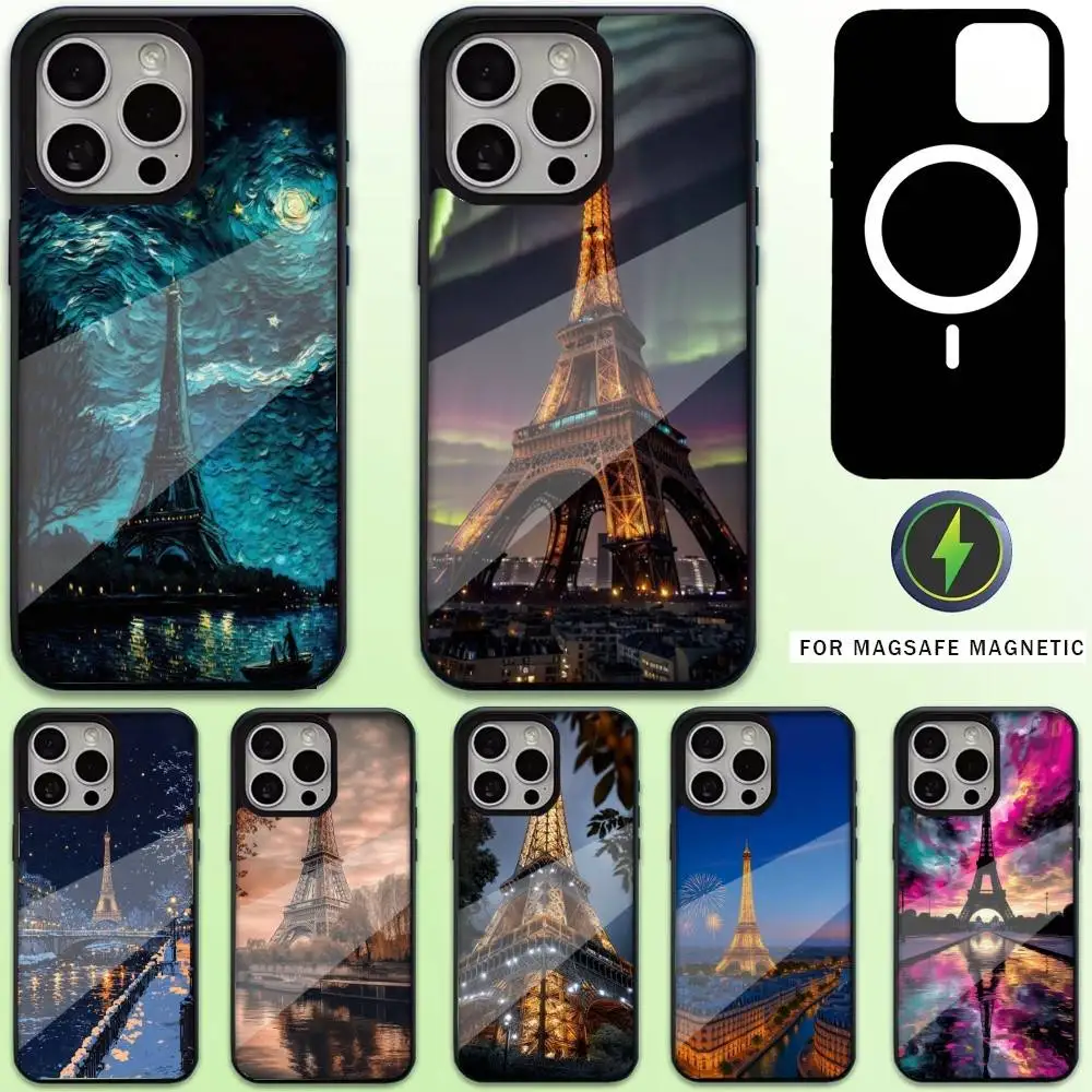 

Paris Eiffel Tower Phone Case For iPhone17,16,15,14,13,12,11 Plus,Pro Max Magnetic Magsafe Wireless Charging