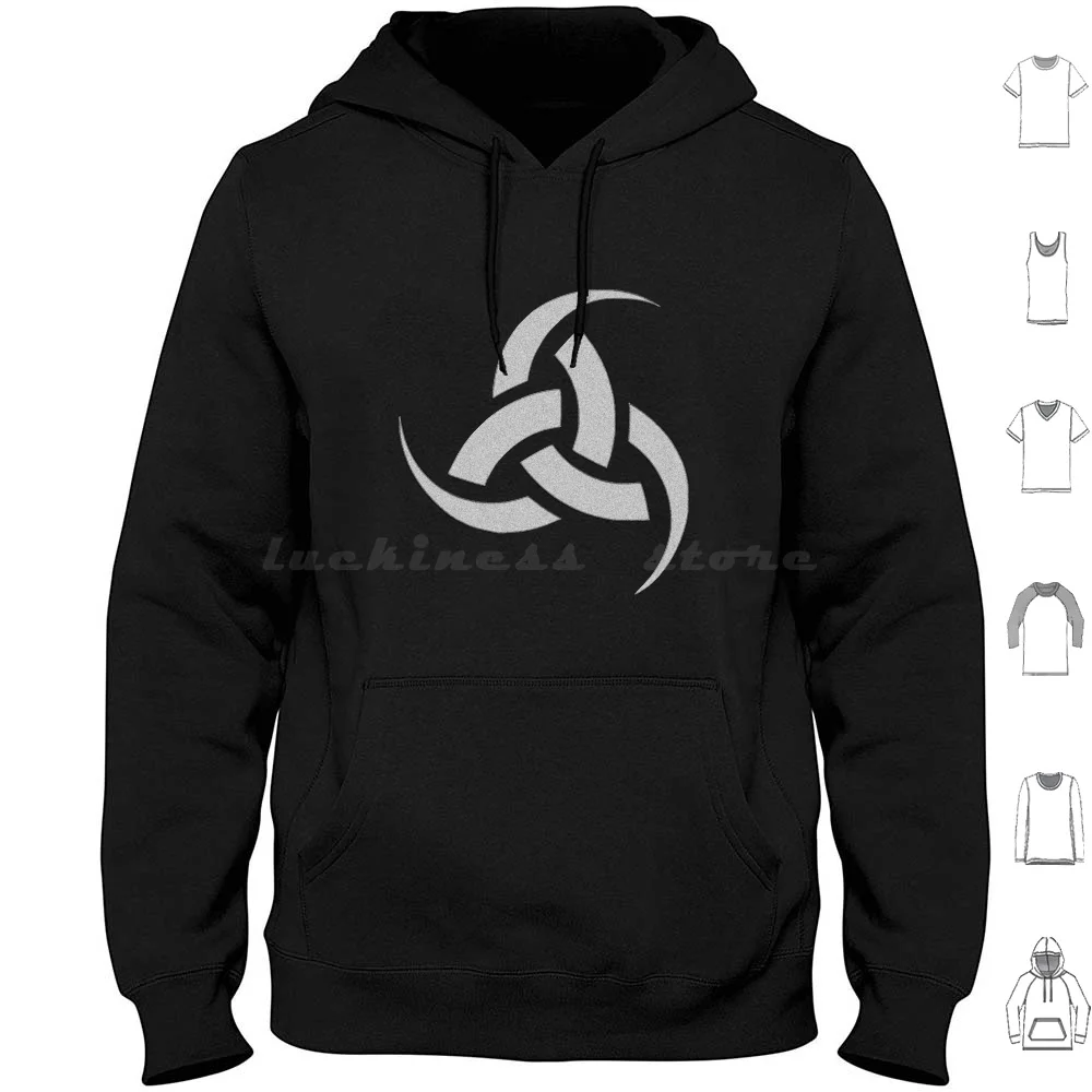 Triple Viking Odin's Horn In Silver Hoodie Cotton Long Sleeve Viking Symbol Viking Mythology Viking God Odin Silver