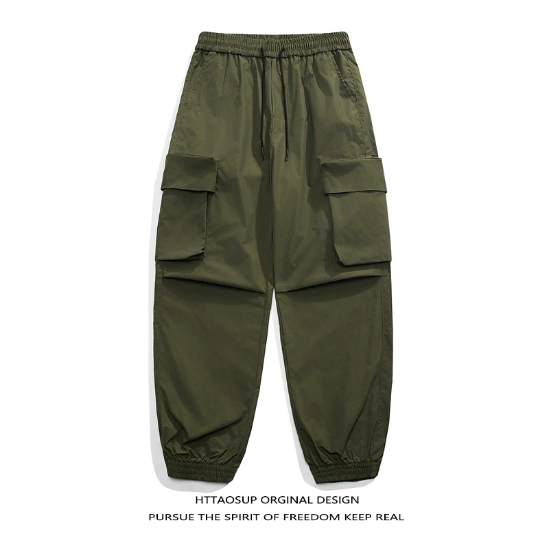 HTTAOSUP ريترو العصرية وظيفية Sle سراويل تقليدية الرجال فضفاضة تناسب ملابس العمل الرياضية بنطلون مع كيتس مستقيم الساق السراويل الطويلة #2
