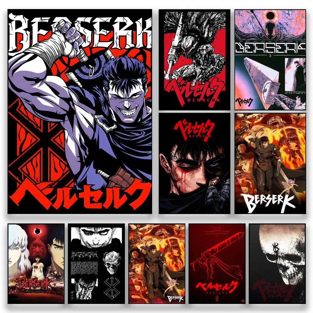 Anime B-Berserk Japanese Manga Fantasy Action Dark Poster HD Wall Decor for Bedroom Living Room Dorm Bar Cafe Gift